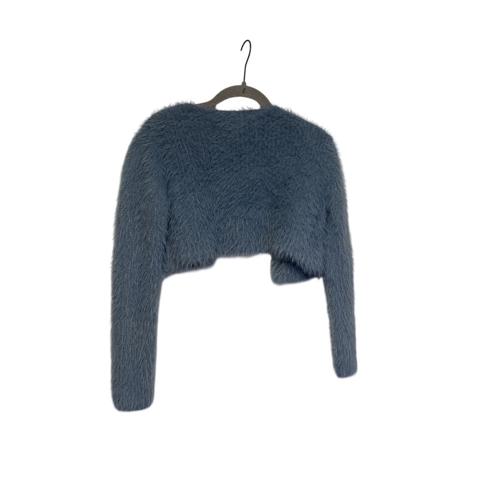 Zara Women's Blue Fuzzy Cropped Sweater Size S - Picture 5 of 5